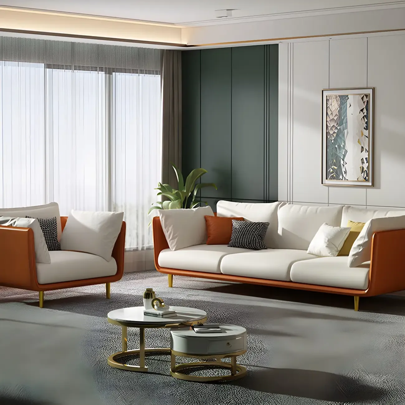 3-Seater Modern Leather Sofa with Cushioned Seat Image - 18