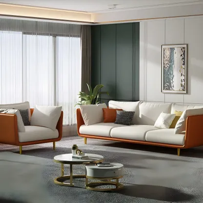 3-Seater Modern Leather Sofa with Cushioned Seat Image - 18