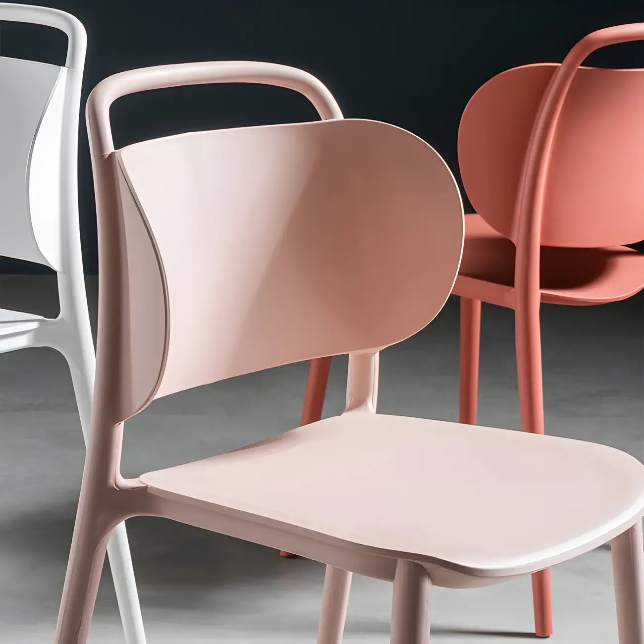 Plastic Multicolor Stackable Modern Dining Chair with Open Back Image - 16