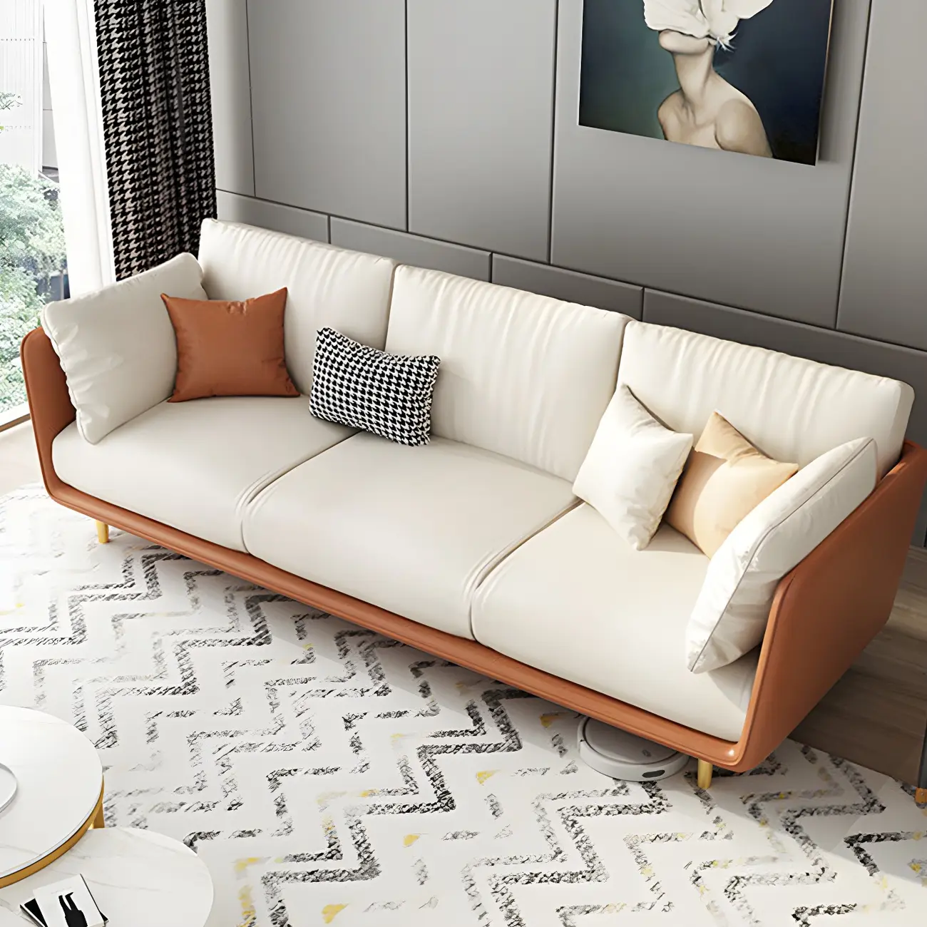3-Seater Modern Leather Sofa with Cushioned Seat Image - 19 | homeyfad