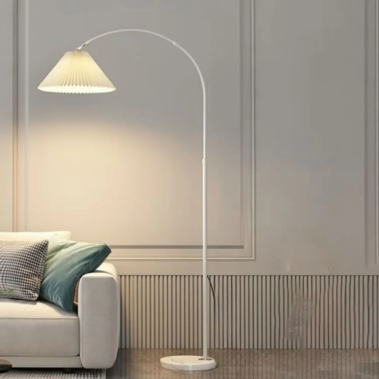 Minimalist LED Adjustable Black Arc Floor Lamp with Marble Base Image - 2 | homeyfad