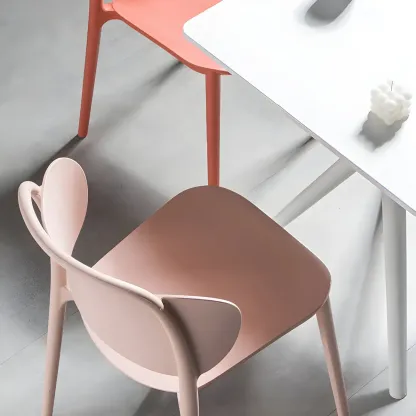 Plastic Multicolor Stackable Modern Dining Chair with Open Back Image - 17