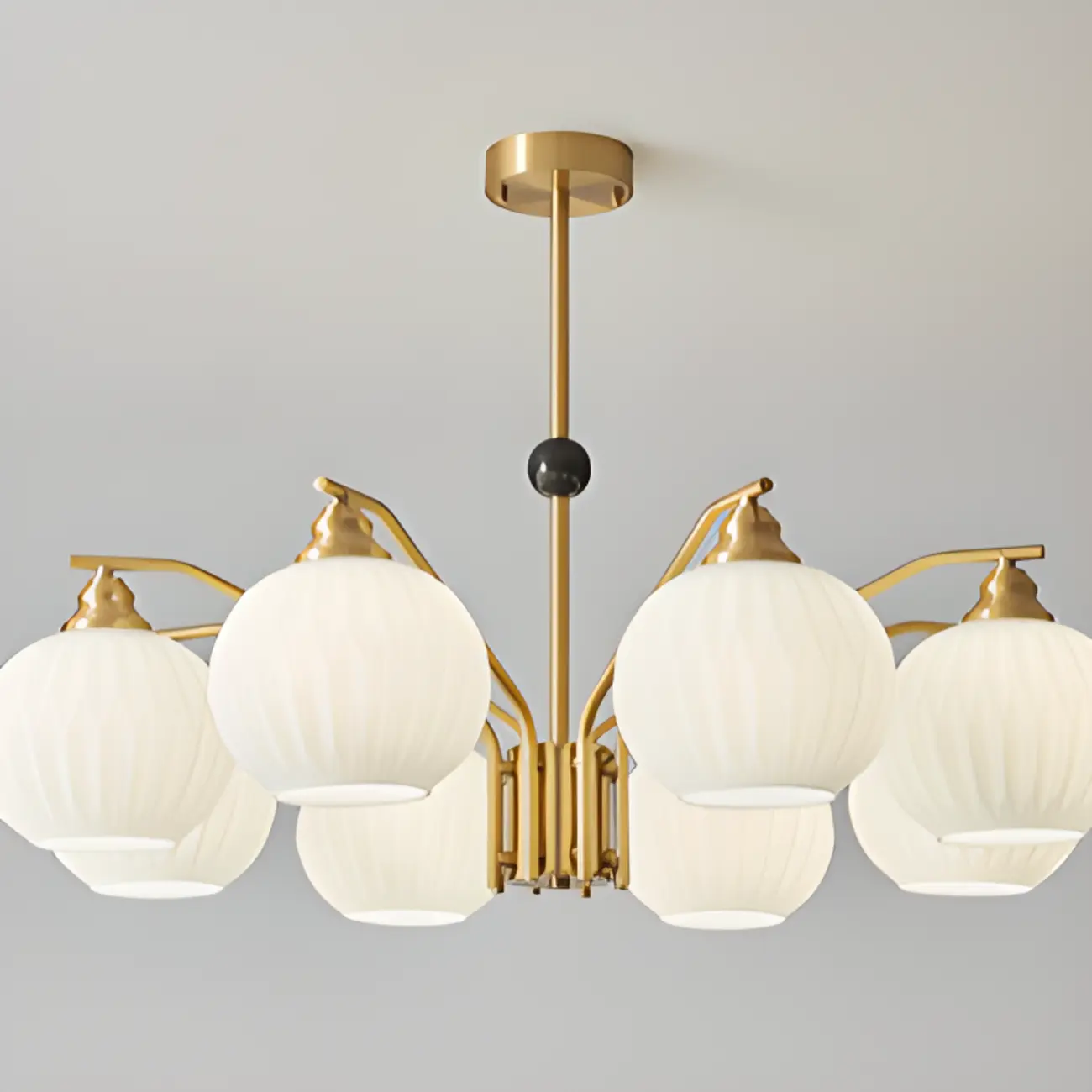 Modern 8-light Glass Globe Chandelier with Adjustable Height Image - 8 | homeyfad