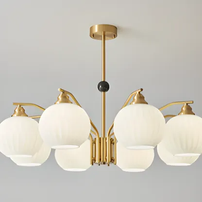 Modern 8-light Glass Globe Chandelier with Adjustable Height Image - 8