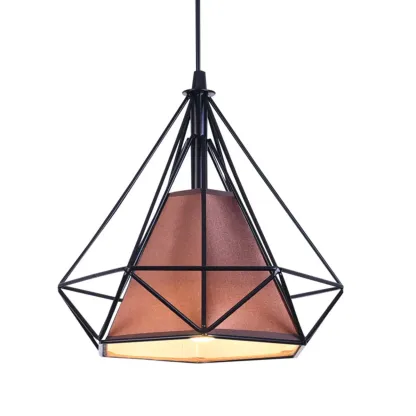 Modern Colorful Cone Pendant Lamp with Diamond Frame for Living Room Image - 5