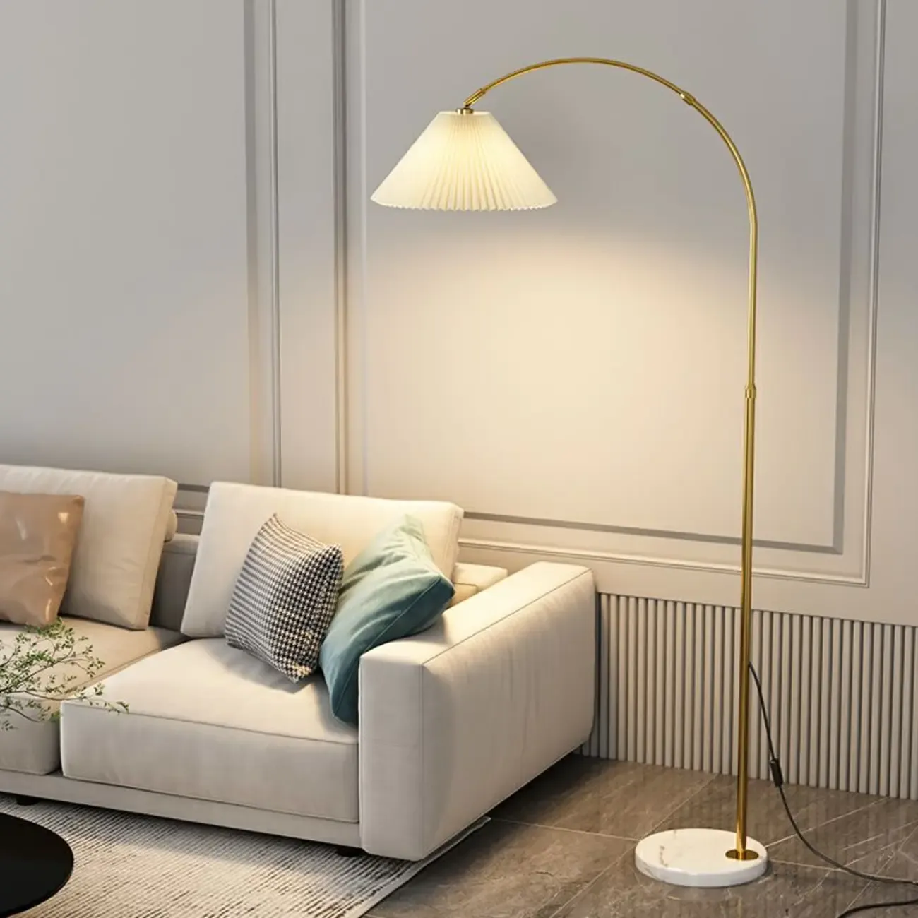 Minimalist LED Adjustable Black Arc Floor Lamp with Marble Base Image - 4