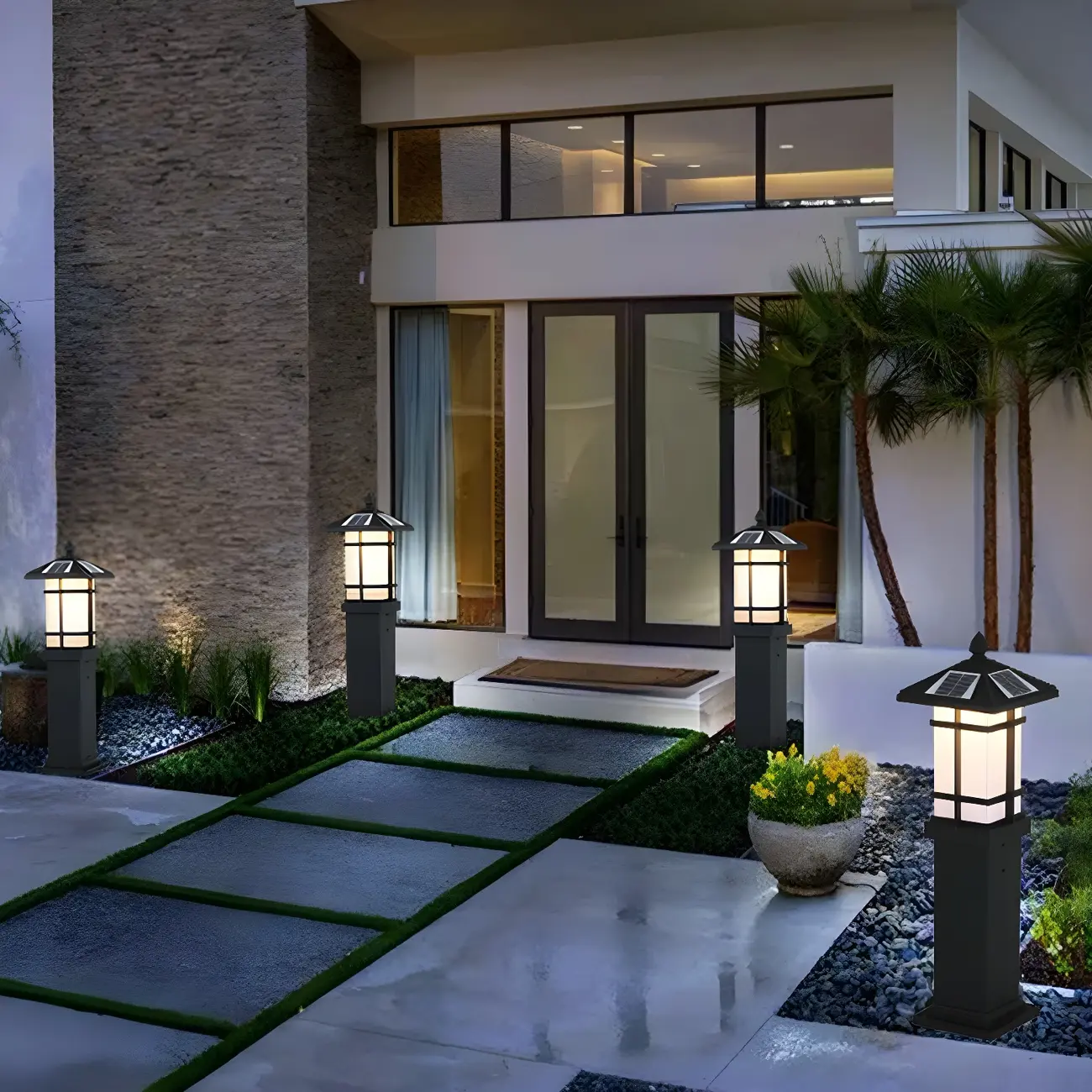 Solar LED Frosted Glass Staked Light for Outdoor Pathway Image - 5 | homeyfad