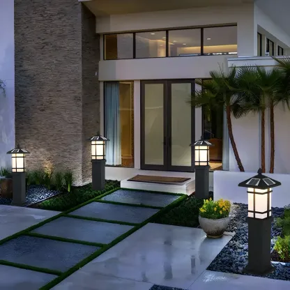 Solar LED Frosted Glass Staked Light for Outdoor Pathway Image - 5