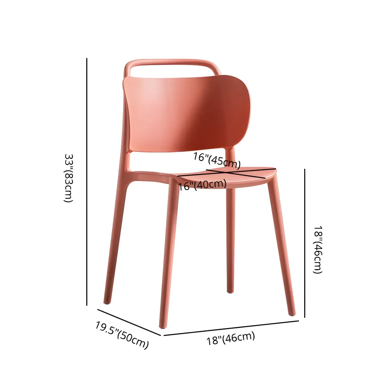 Plastic Multicolor Stackable Modern Dining Chair with Open Back Image - 19