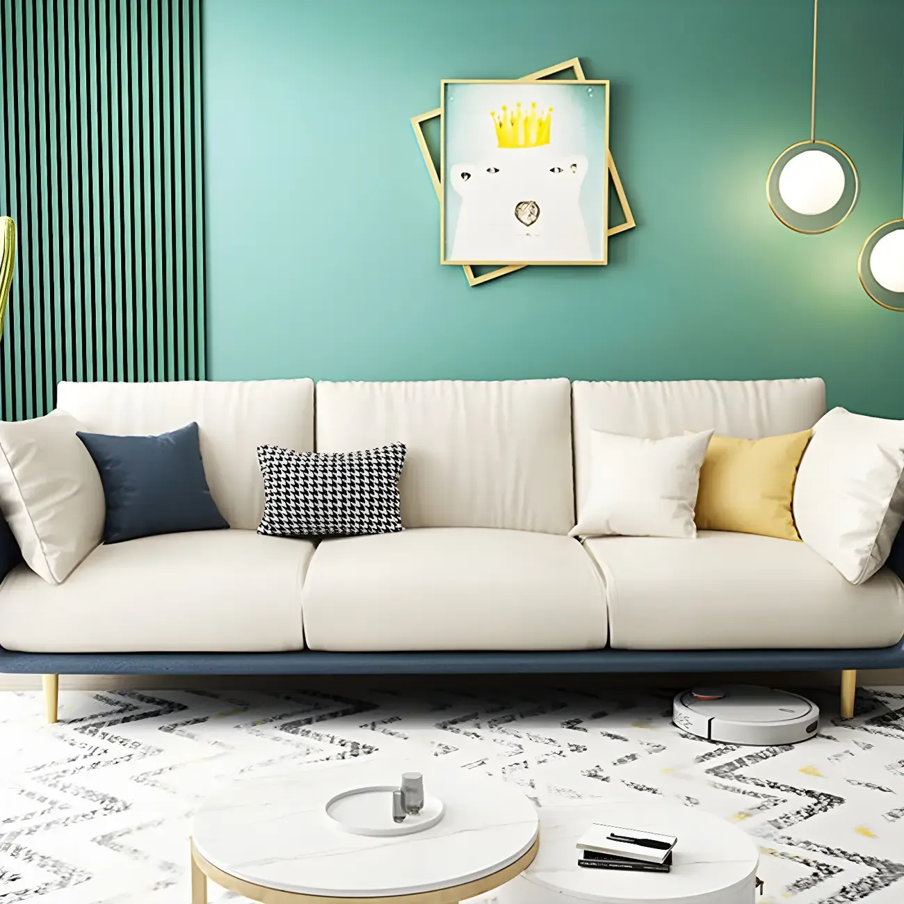 3-Seater Modern Leather Sofa with Cushioned Seat Image - 21