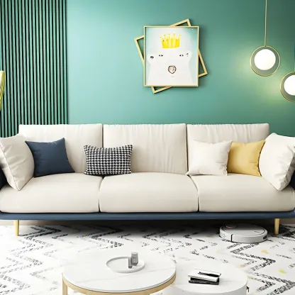3-Seater Modern Leather Sofa with Cushioned Seat Image - 21