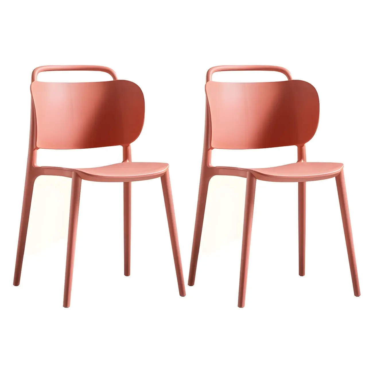 Plastic Multicolor Stackable Modern Dining Chair with Open Back Image - 20