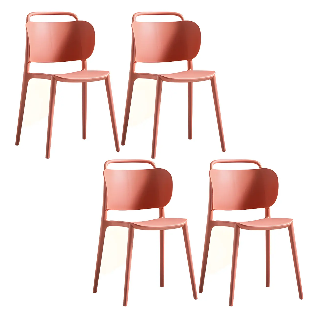 Plastic Multicolor Stackable Modern Dining Chair with Open Back Image - 21 | homeyfad