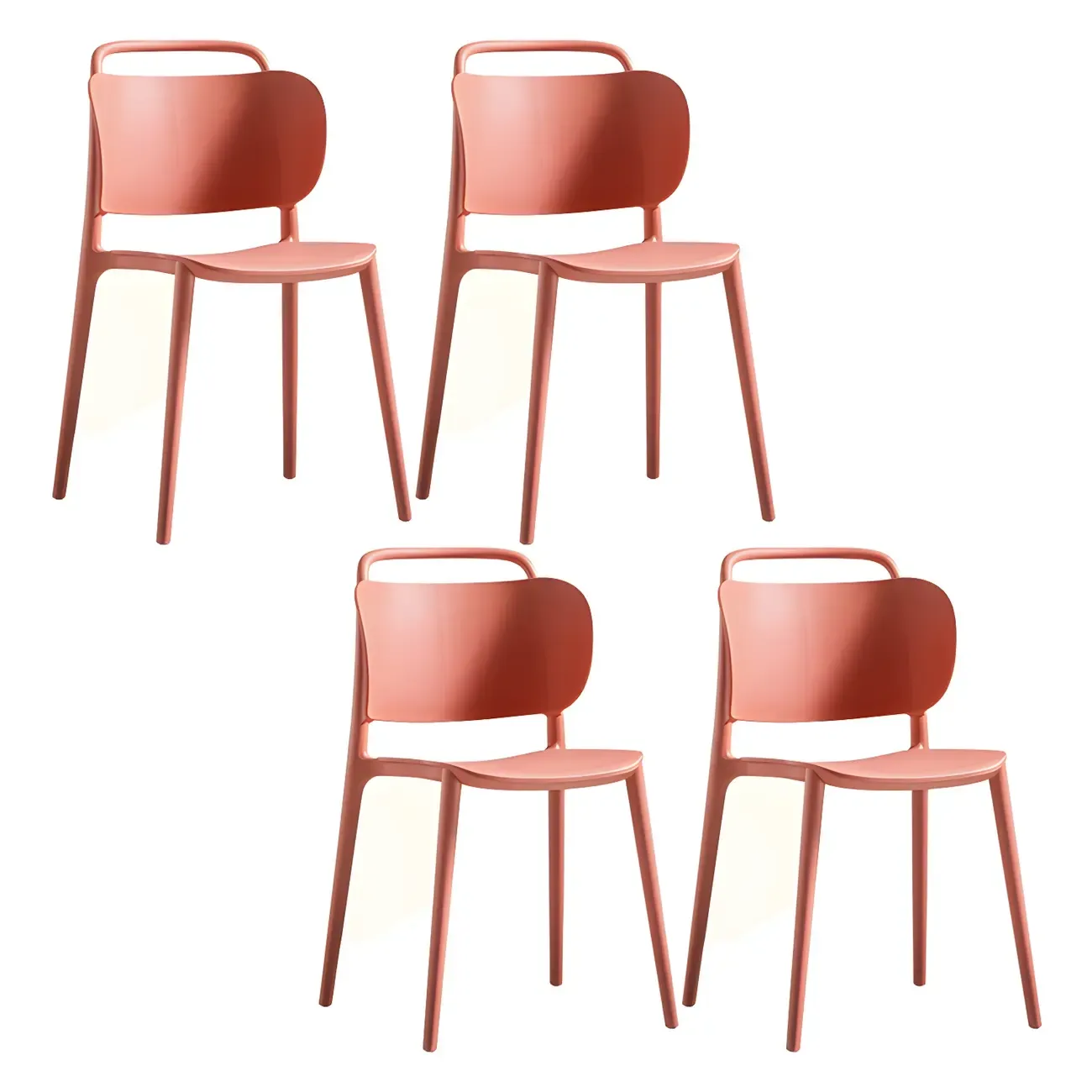 Plastic Multicolor Stackable Modern Dining Chair with Open Back Image - 21