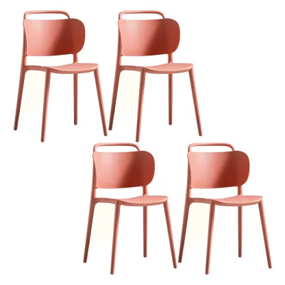 Plastic Multicolor Stackable Modern Dining Chair with Open Back Image - 21