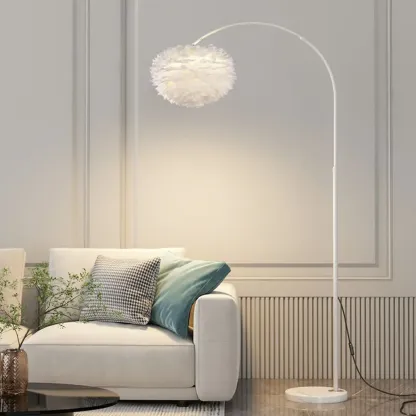 Minimalist LED Adjustable Black Arc Floor Lamp with Marble Base Image - 6