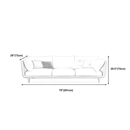 3-Seater Modern Leather Sofa with Cushioned Seat #size