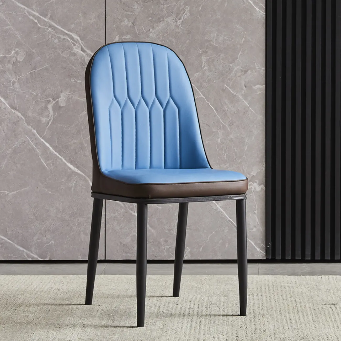 Modern Leather Upholstered Dining Chair with High Back Image - 12 | homeyfad