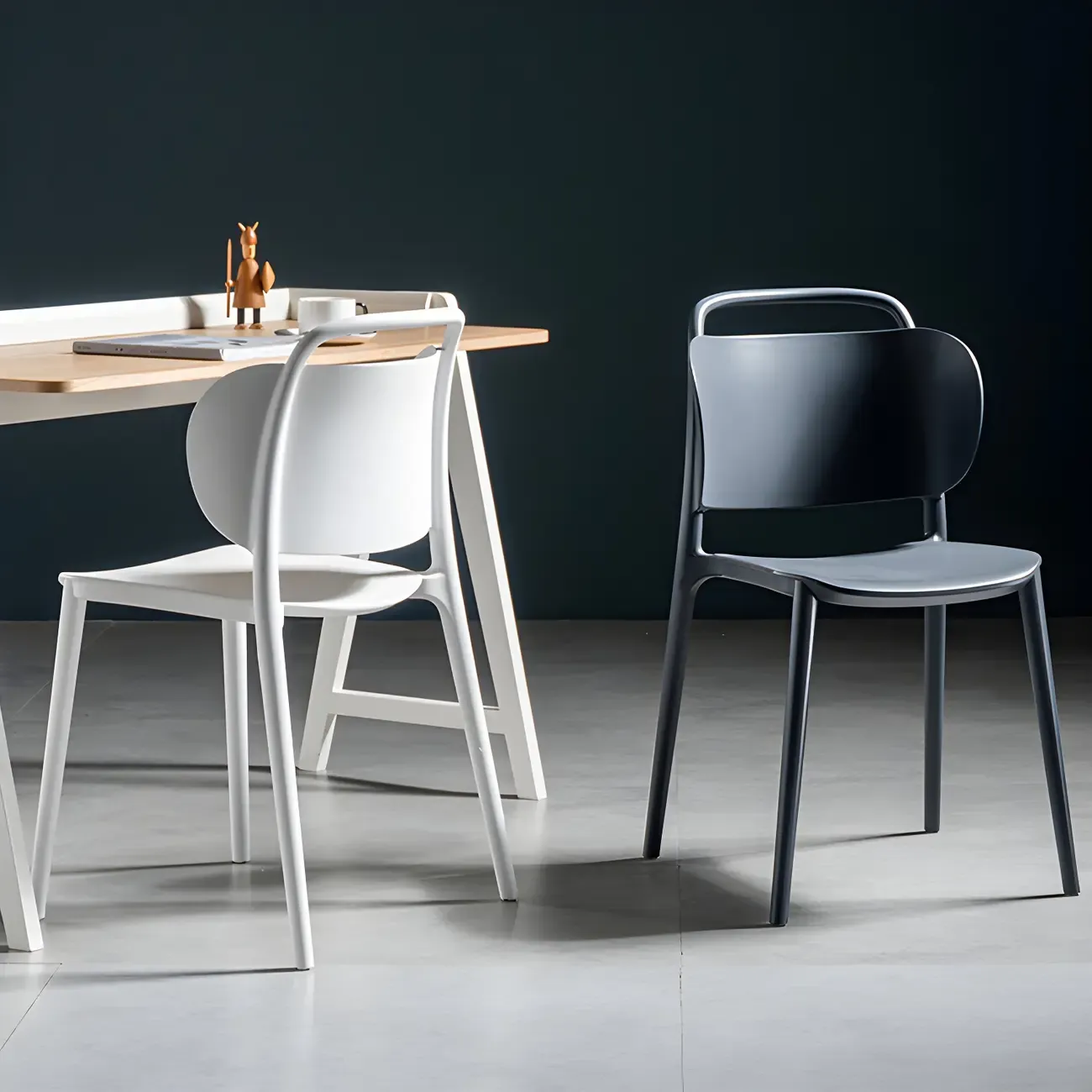Plastic Multicolor Stackable Modern Dining Chair with Open Back Image - 22