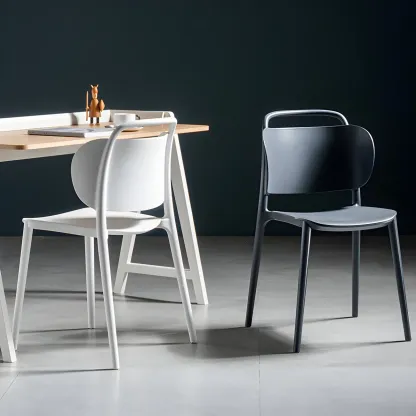 Plastic Multicolor Stackable Modern Dining Chair with Open Back Image - 22
