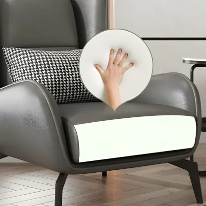 Modern Beige Leather Accent Chair with One Pillow Image - 20