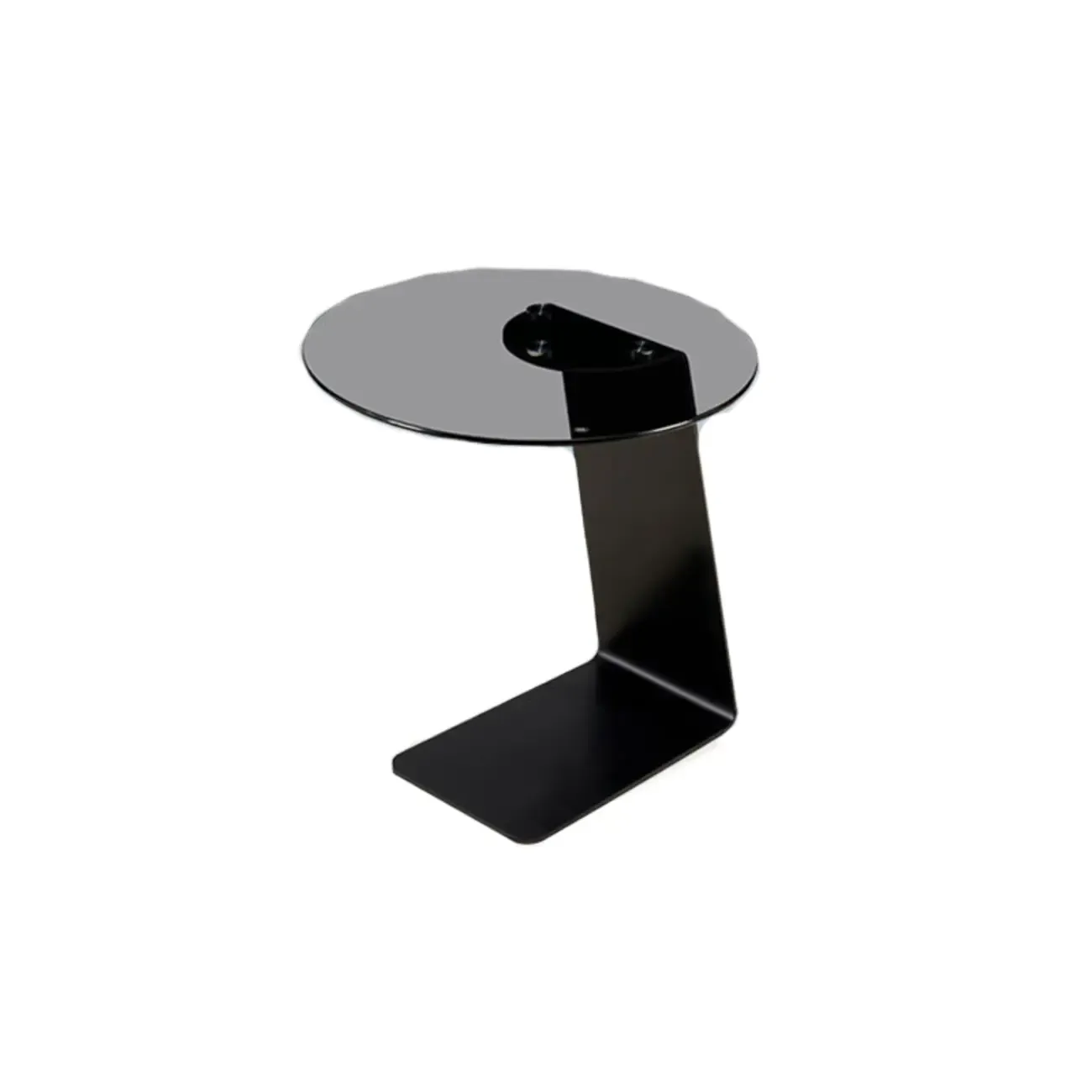 Modern Black Clear Glass Round Side Table for Couch | HomeyFad