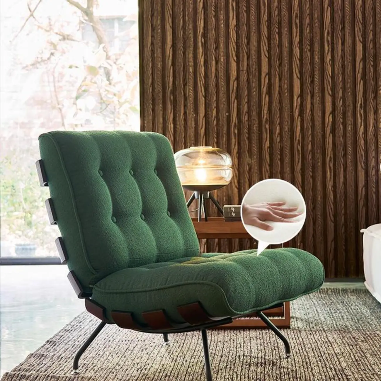 Traditional Tufted Mohair Reclining Accent Chair Image - 2 | homeyfad