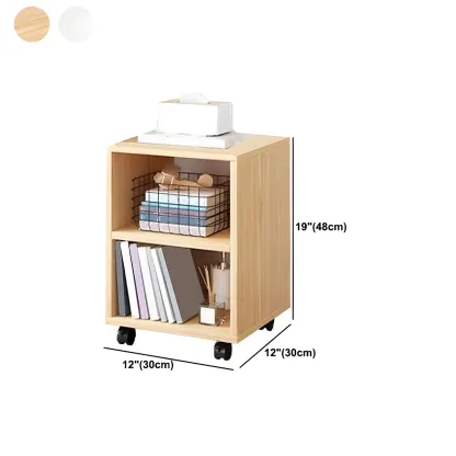 Natural Wooden Bedside Table with Open Shelves Storage #size