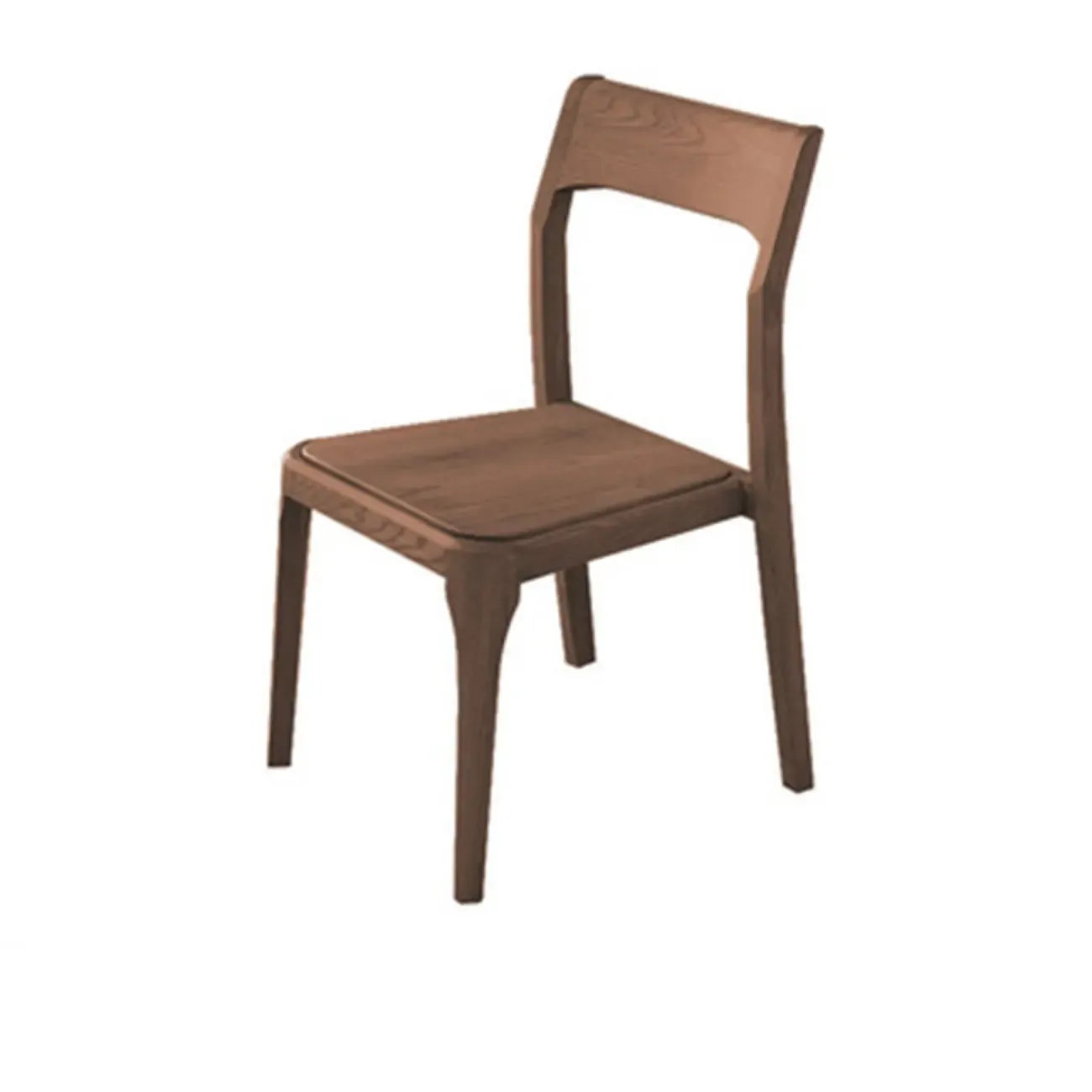 Natural Scandinavian Wooden Open Back Armless Dining Chair Image - 3