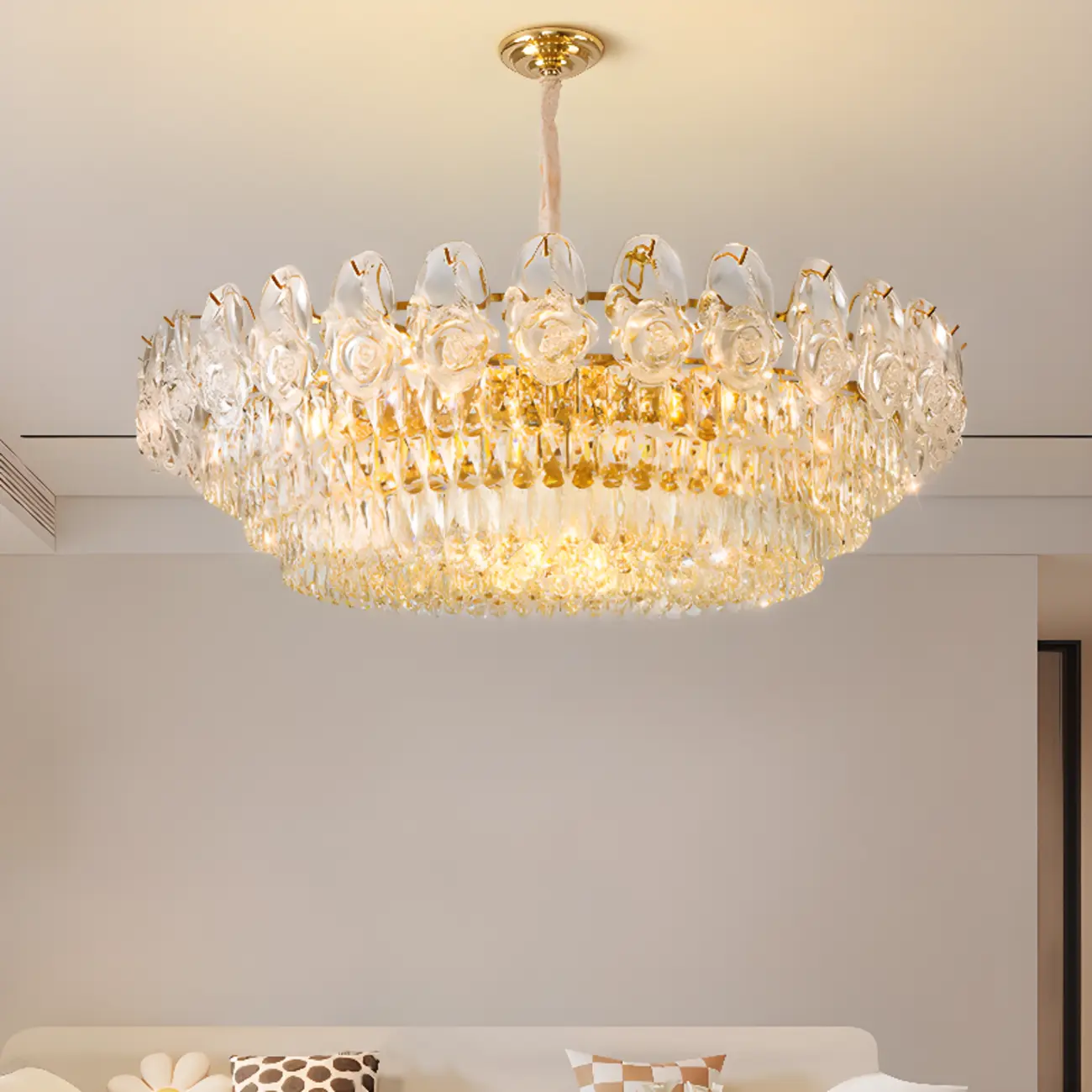 Modern Luxury Crystal Chandeliers with Glassy Shade Image - 4 | homeyfad