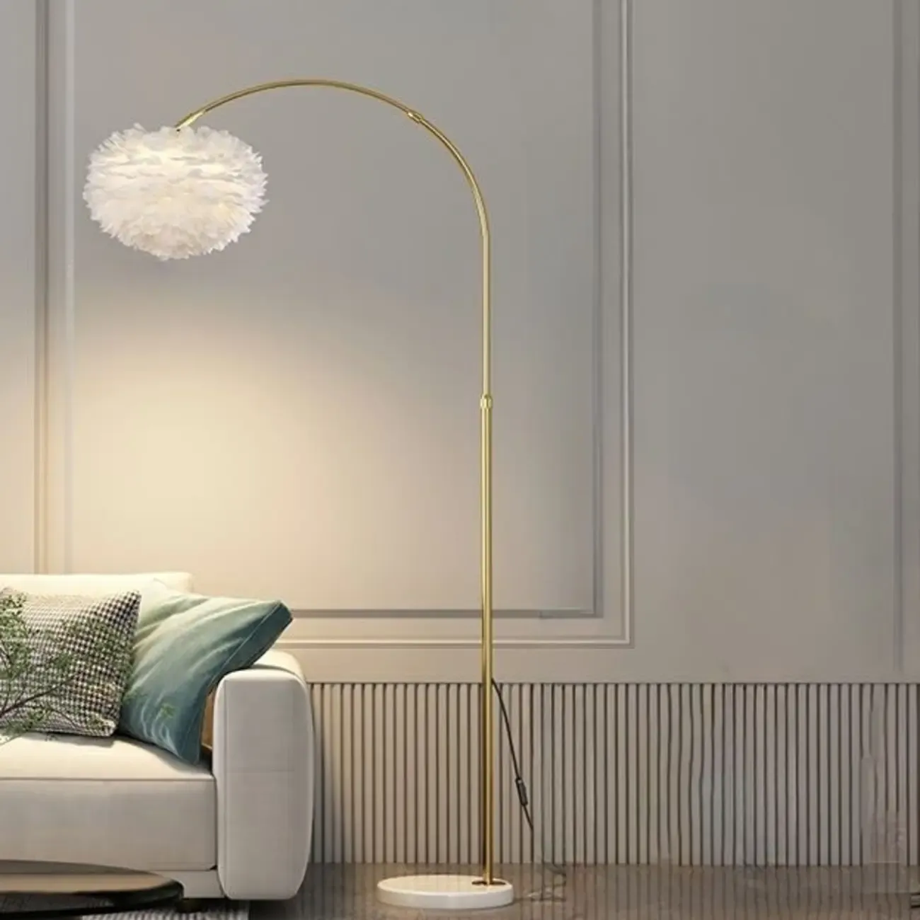 Minimalist LED Adjustable Black Arc Floor Lamp with Marble Base Image - 11