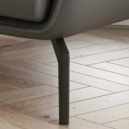 Modern Beige Leather Accent Chair with One Pillow Image - 23