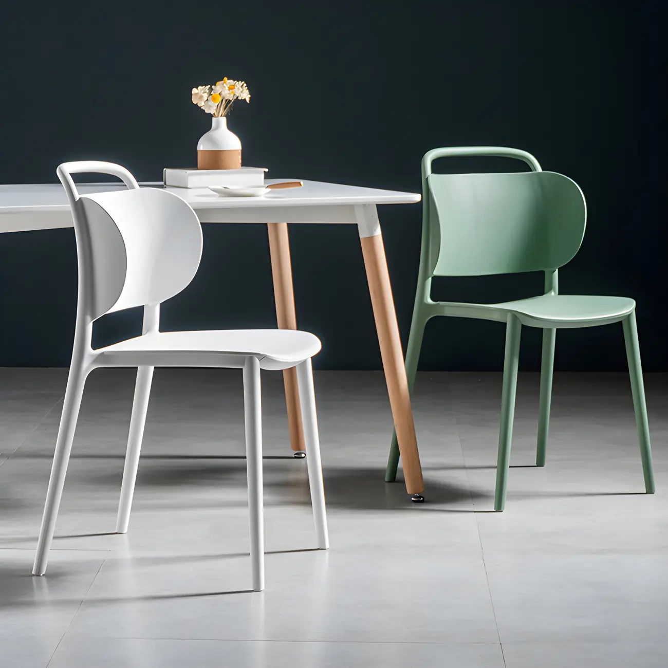 Plastic Multicolor Stackable Modern Dining Chair with Open Back Image - 26 | homeyfad