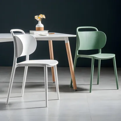 Plastic Multicolor Stackable Modern Dining Chair with Open Back Image - 26