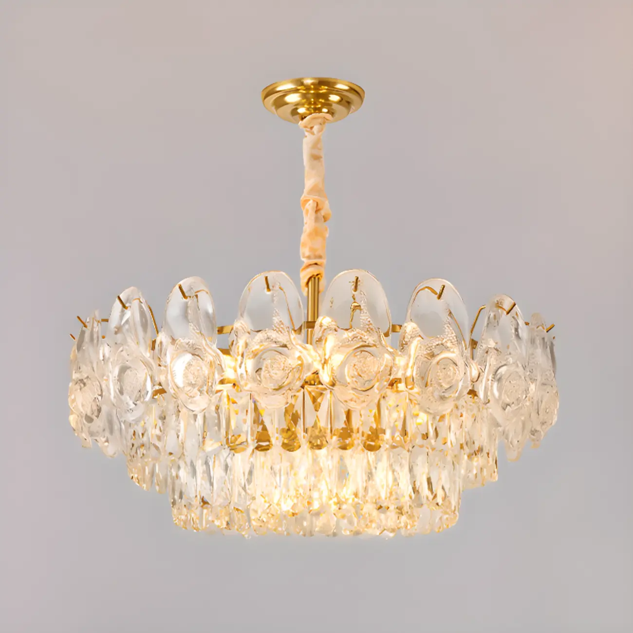 Modern Luxury Crystal Chandeliers with Glassy Shade Image - 1 | homeyfad