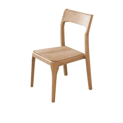 Natural Scandinavian Wooden Open Back Armless Dining Chair Image - 5