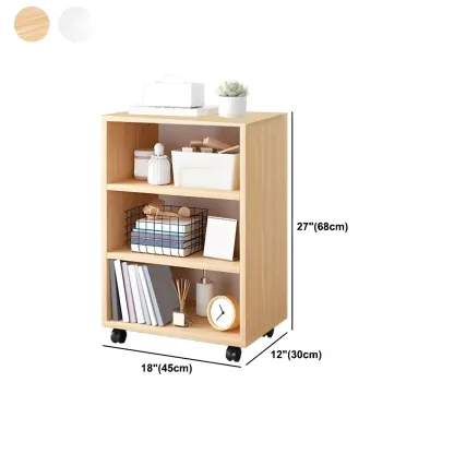 Natural Wooden Bedside Table with Open Shelves Storage Image - 31