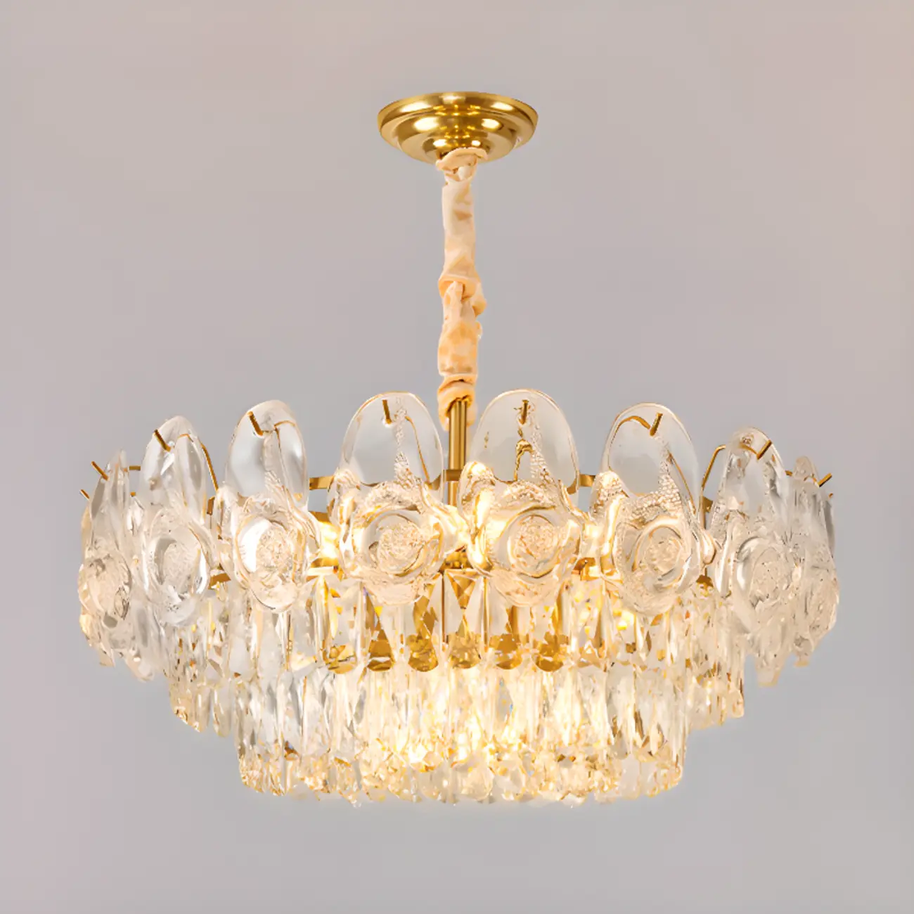 Modern Luxury Crystal Chandeliers with Glassy Shade Image - 3 | homeyfad