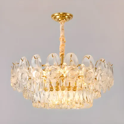 Modern Luxury Crystal Chandeliers with Glassy Shade Image - 3