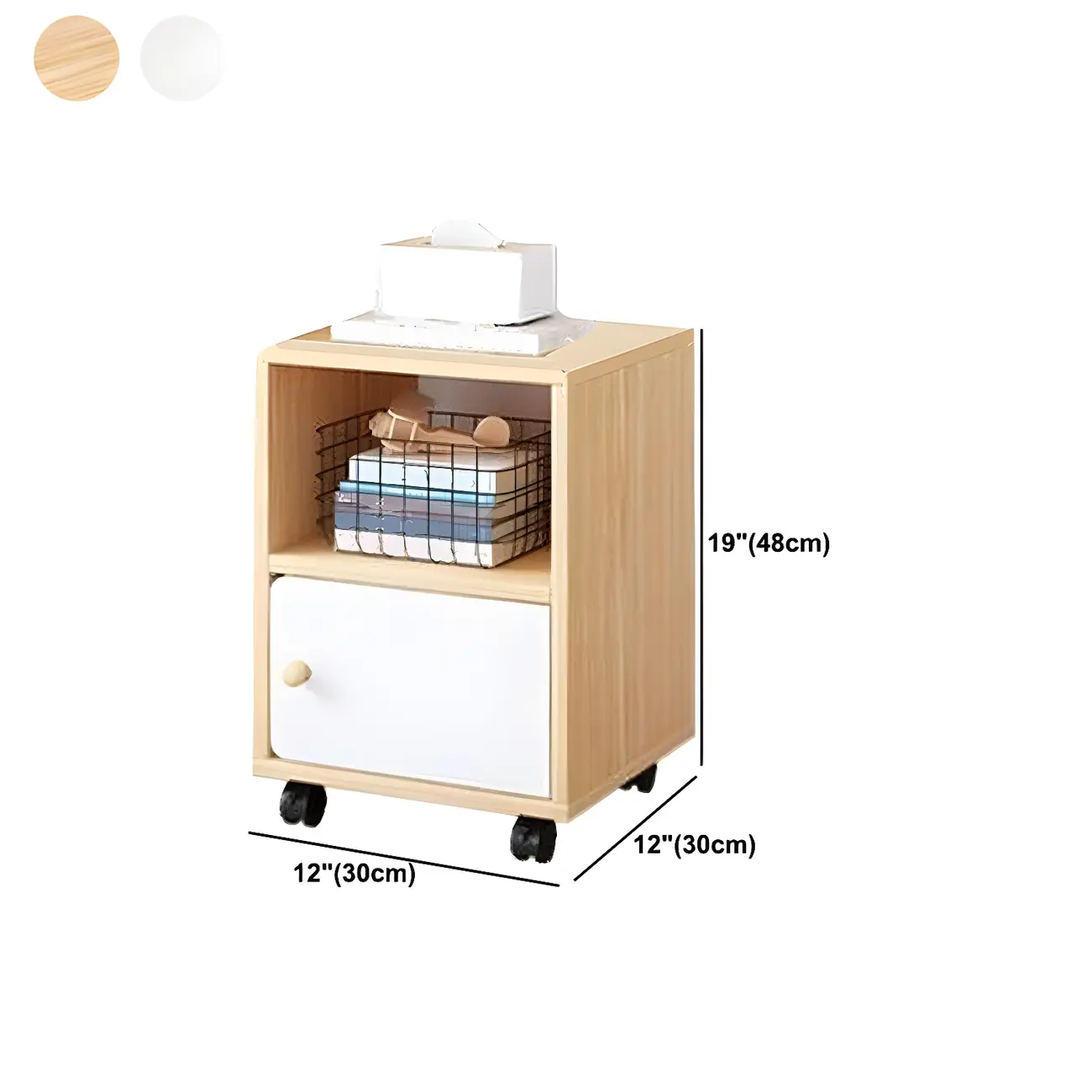 Natural Wooden Bedside Table with Open Shelves Storage Image - 32 | homeyfad