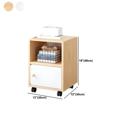 Natural Wooden Bedside Table with Open Shelves Storage Image - 32
