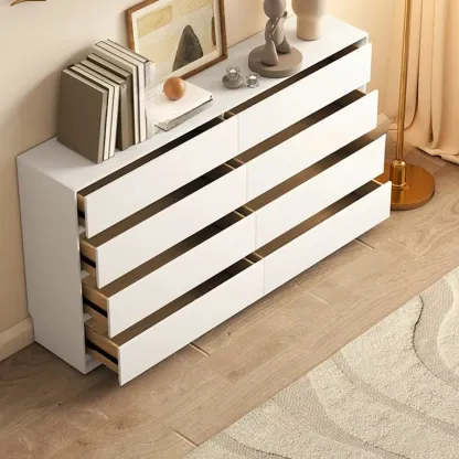 Modern Wooden Cream Double Dresser with Storage Image - 1
