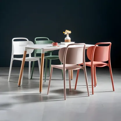 Plastic Multicolor Stackable Modern Dining Chair with Open Back Image - 28