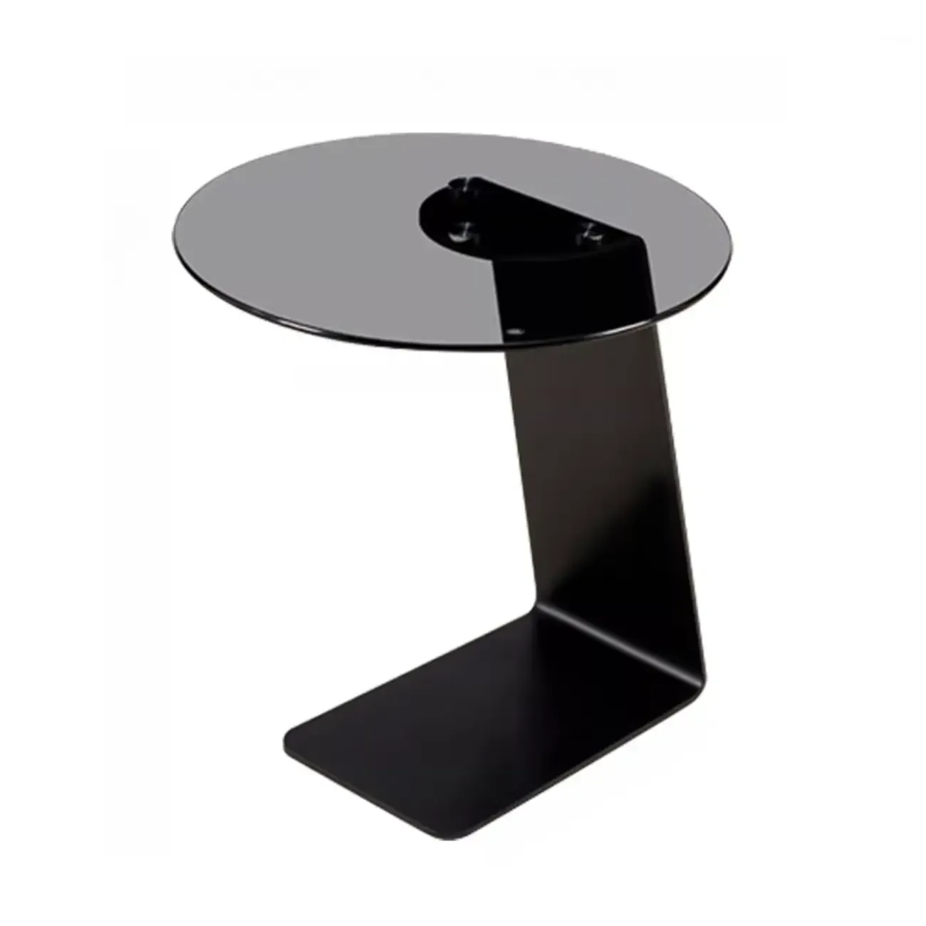 Modern Black Clear Glass Round Side Table for Couch Image - 6