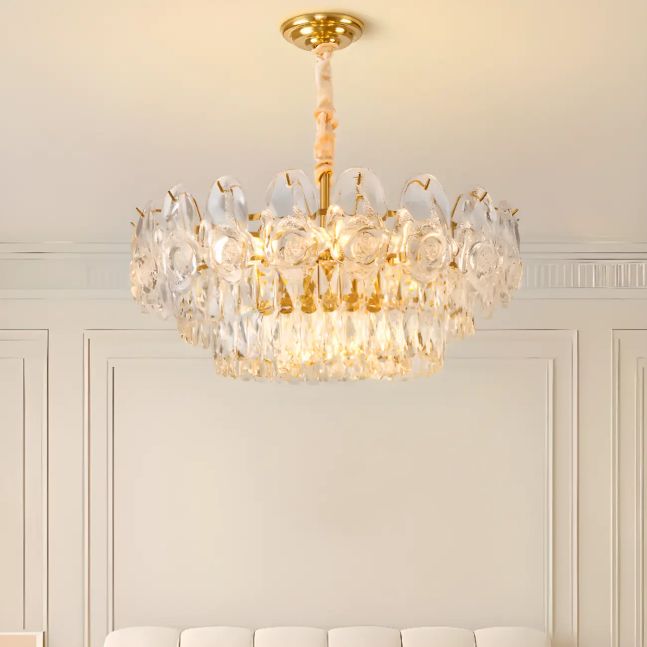Modern Luxury Crystal Chandeliers with Glassy Shade Image - 5 | homeyfad