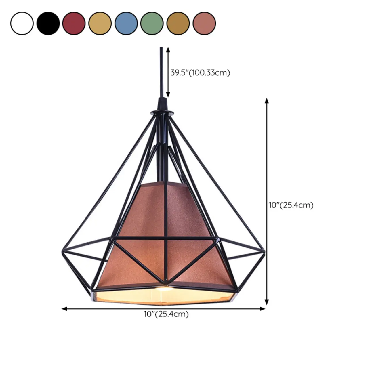 Modern Colorful Cone Pendant Lamp with Diamond Frame for Living Room #size | homeyfad