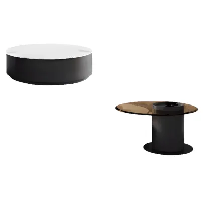 Modern Round White Nesting Coffee Table Set with Drawers Image - 5