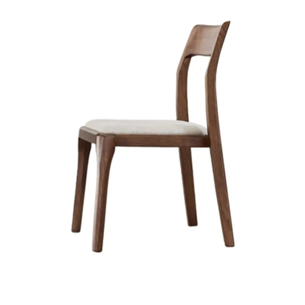 Natural Scandinavian Wooden Open Back Armless Dining Chair Image - 7