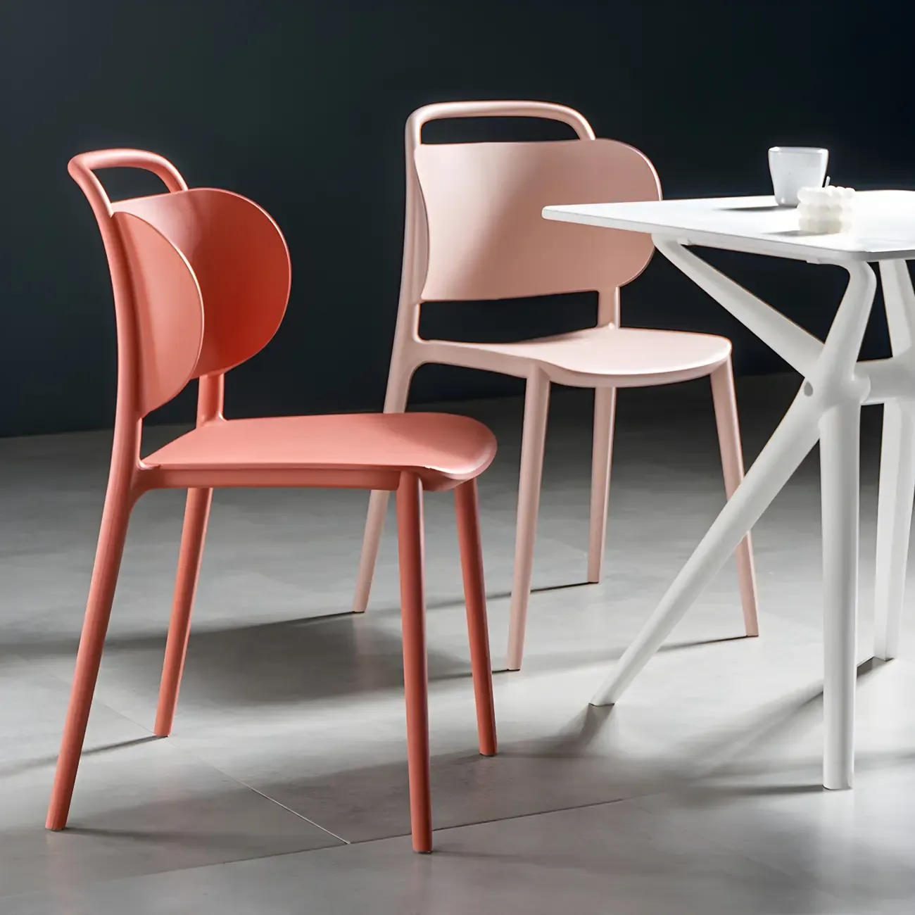 Plastic Multicolor Stackable Modern Dining Chair with Open Back Image - 29