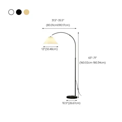 Minimalist LED Adjustable Black Arc Floor Lamp with Marble Base #size